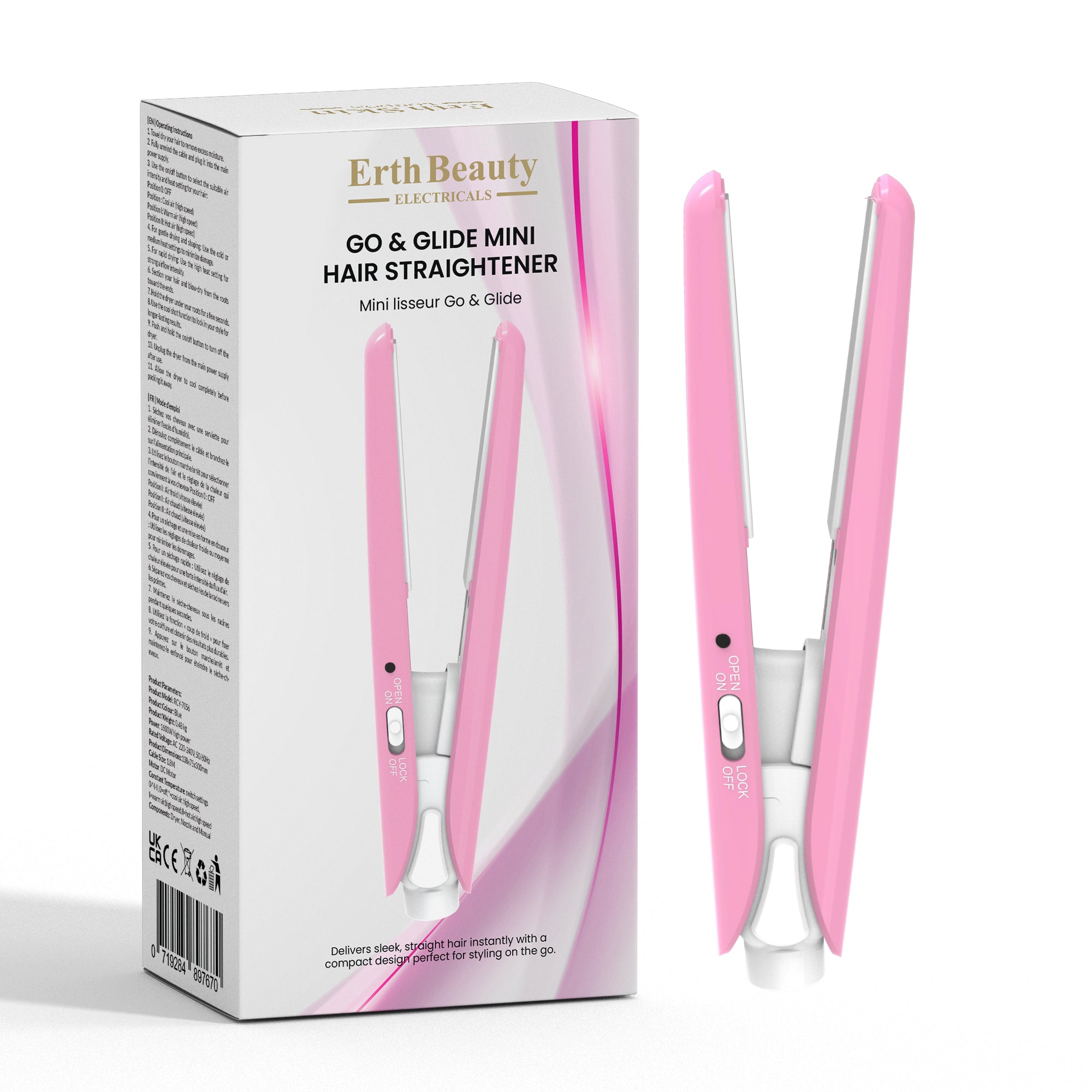 erth-skin-go-glide-mini-gl-tteisen-pink-keramik-ionen-reise image 1