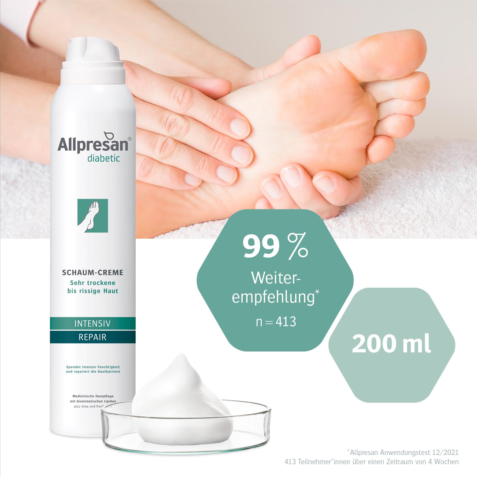 allpresan-diabetic-repair-schaum-creme-fu-pflege-urea-200-ml-rissige-f-e image 6